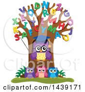 Poster, Art Print Of Professor Owl And Students In An Alphabet Tree