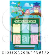 Poster, Art Print Of Professor Owl And Students On A Branch Over A School Timetable