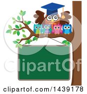 Poster, Art Print Of Professor Owl And Students On A Tree Branch Over A Chalkboard