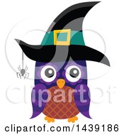 Poster, Art Print Of Brown And Purple Witch Owl With A Spider