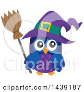 Clipart Of A Purple Witch Owl Royalty Free Vector Illustration