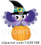 Poster, Art Print Of Purple Witch Owl And Pumpkin