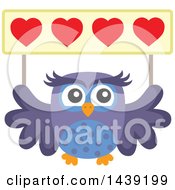 Poster, Art Print Of Valentine Owl Holding Up A Heart Banner