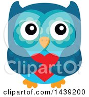 Poster, Art Print Of Valentine Owl Holding A Love Heart