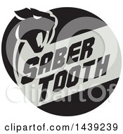 Clipart Of A Retro Silhouetted Saber Tooth Tiger Cat With Text In A Circle Royalty Free Vector Illustration by patrimonio