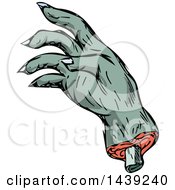 Clipart Of A Sketched Severed Zombie Hand Royalty Free Vector Illustration