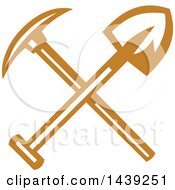 Poster, Art Print Of Retro Crossed Miner Pickaxe And Shovel