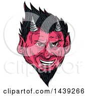 Poster, Art Print Of Sketched Horned Demon Face