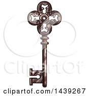 Clipart Of A Sketched Ornate Skeleton Key Royalty Free Vector Illustration by Vector Tradition SM