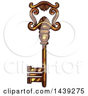 Clipart Of A Sketched Ornate Skeleton Key Royalty Free Vector Illustration