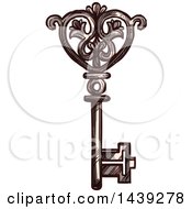 Clipart Of A Sketched Ornate Skeleton Key Royalty Free Vector Illustration