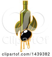 Poster, Art Print Of Bottle With A Black Olive And Leaves