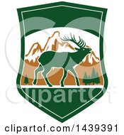Poster, Art Print Of Mountain And Elk Hunting Shield