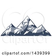 Poster, Art Print Of Dark Blue Mountains With Snow Caps