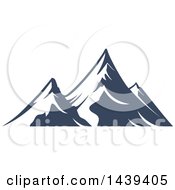 Poster, Art Print Of Dark Blue Mountains With Snow Caps