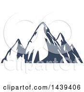 Clipart Of A Dark Blue Mountains With Snow Caps Royalty Free Vector Illustration