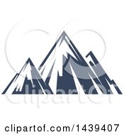 Clipart Of A Dark Blue Mountains With Snow Caps Royalty Free Vector Illustration