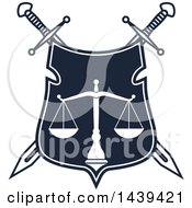 Poster, Art Print Of Shield With Crossed Swords And Scales Of Justice