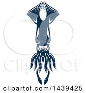 Clipart Of A Dark Blue Squid Royalty Free Vector Illustration