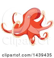 Clipart Of A Red Octopus Royalty Free Vector Illustration