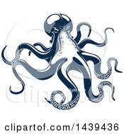 Poster, Art Print Of Navy Blue Octopus