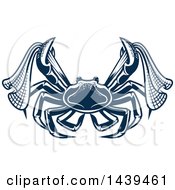 Poster, Art Print Of Navy Blue Crab With Nets