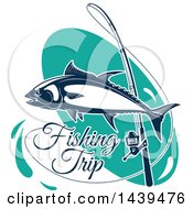 Poster, Art Print Of Tuna Fish With A Pole And Fishing Trip Text