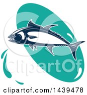 Poster, Art Print Of Tuna Fish Over A Turquoise Oval