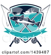 Poster, Art Print Of Navaga Fish In A Shield With Boats And Poles