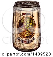 Clipart Of A Sketched Beer Can Royalty Free Vector Illustration
