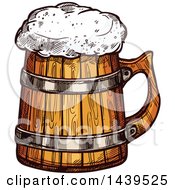 Clipart Of A Sketched Wood Beer Mug Royalty Free Vector Illustration