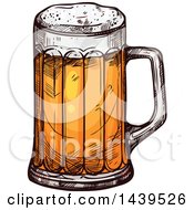 Clipart Of A Sketched Beer Mug Royalty Free Vector Illustration