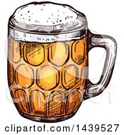 Clipart Of A Sketched Beer Mug Royalty Free Vector Illustration
