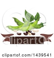 Clipart Of A Brown Banner With Beans And Pods Royalty Free Vector Illustration