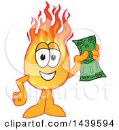Clipart Of A Comet School Mascot Character Holding A Banknote Royalty Free Vector Illustration