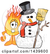 Comet School Mascot Character With A Snowman