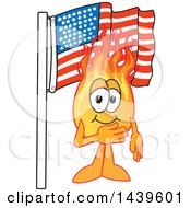 Clipart Of A Comet School Mascot Character Pledging Allegiance To The American Flag Royalty Free Vector Illustration