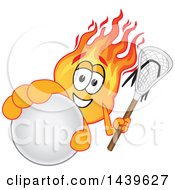 Clipart Of A Comet School Mascot Character Holding Out A Lacrosse Ball Royalty Free Vector Illustration