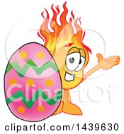 Clipart Of A Comet School Mascot Character With An Easter Egg Royalty Free Vector Illustration by Mascot Junction