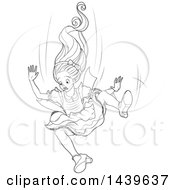 Clipart Of A Black And White Lineart Falling Alice Royalty Free Vector Illustration