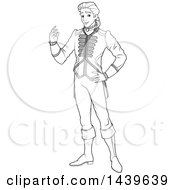 Clipart Of A Black And White Lineart Prince Royalty Free Vector Illustration