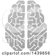Poster, Art Print Of Grayscale Human Brain With Electrical Circuits