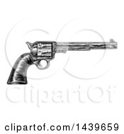 Poster, Art Print Of Black And White Woodcut Etched Or Engraved Vintage Pistol