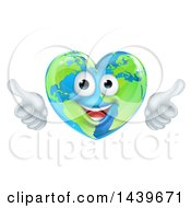 Poster, Art Print Of Happy Earth Globe In The Shape Of A Heart Character Giving Two Thumbs Up