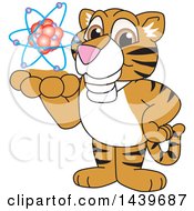 Tiger Cub School Mascot Character Holding An Atom