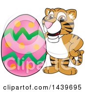 Poster, Art Print Of Tiger Cub School Mascot Character With An Easter Egg