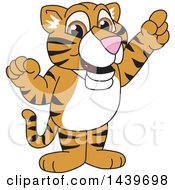 Tiger Cub School Mascot Character Holding Up A Finger