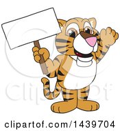Tiger Cub School Mascot Character Holding A Blank Sign