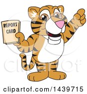 Tiger Cub School Mascot Character Holding A Report Card