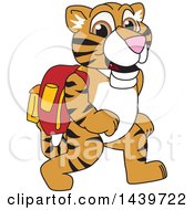 Tiger Cub School Mascot Character Wearing A Backpack
